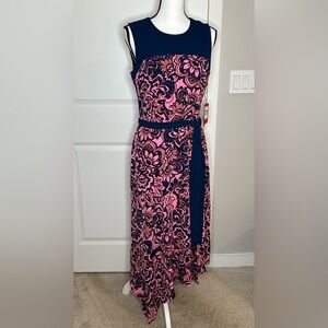 Vince Camuto Colorblock Sleeveless Crepe Midi Dress NWT